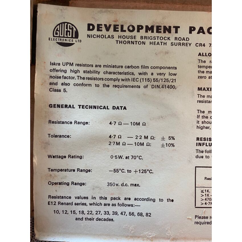 ISKRA UPM Koolstof Carbon Film Resistors