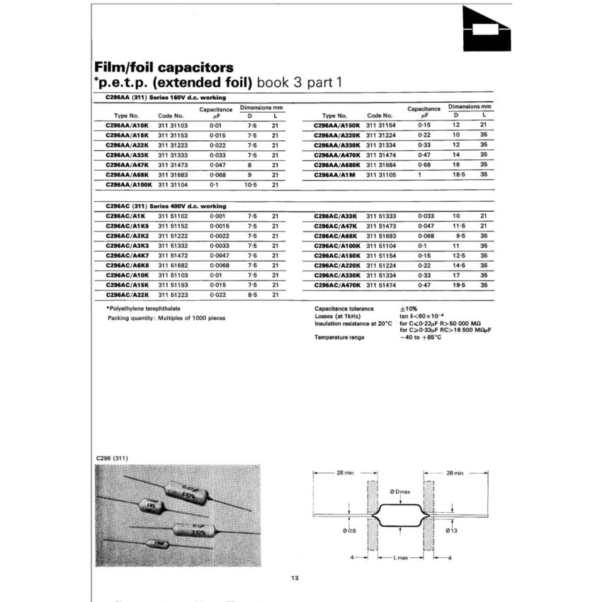 Philips 311 (mullard C296) Mustard Caps (PETP)