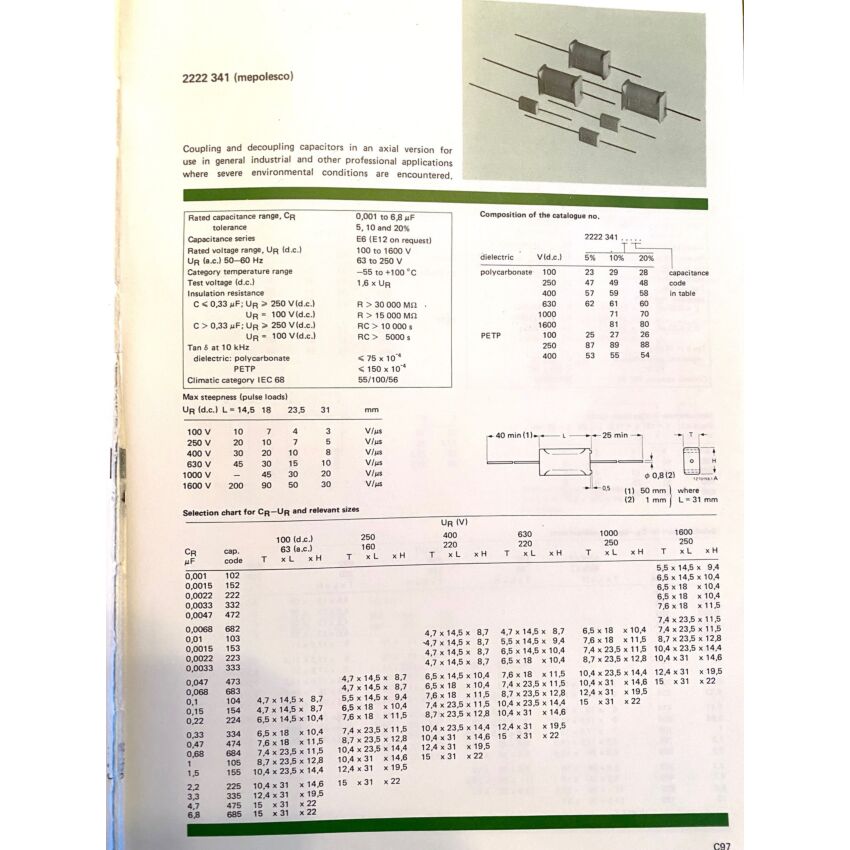 Philips 341 Series molded polycarbonate capacitor (Mepolesco)