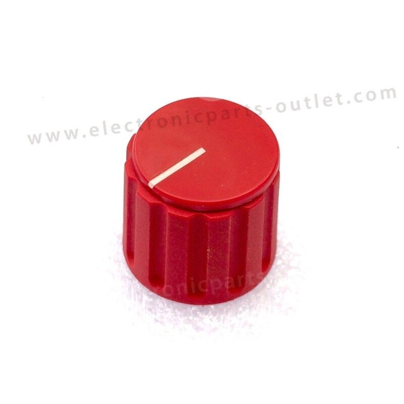 Knob red Ø 21mm   shaft 4mm. with indicator stripe on top