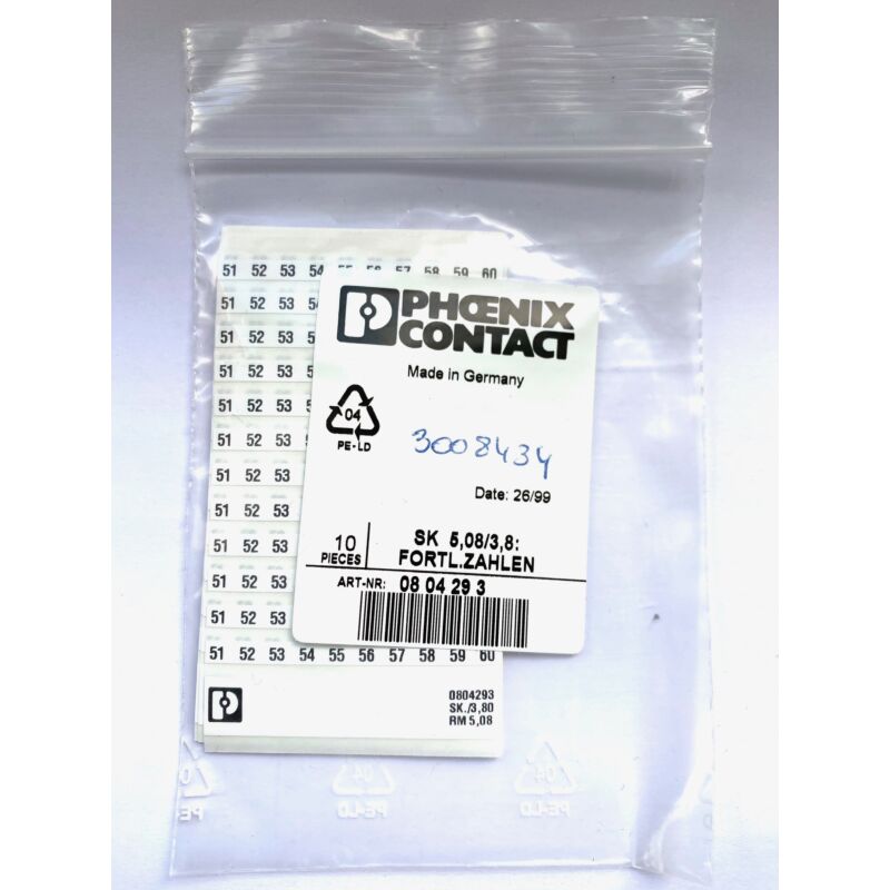 Phoenix Contact SK 5,08/3,8: 0-9 - 0804293 coding stickers 51-60