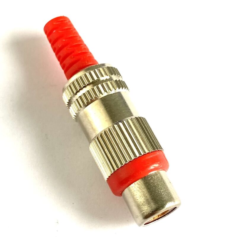 Rca plug female red metal housing