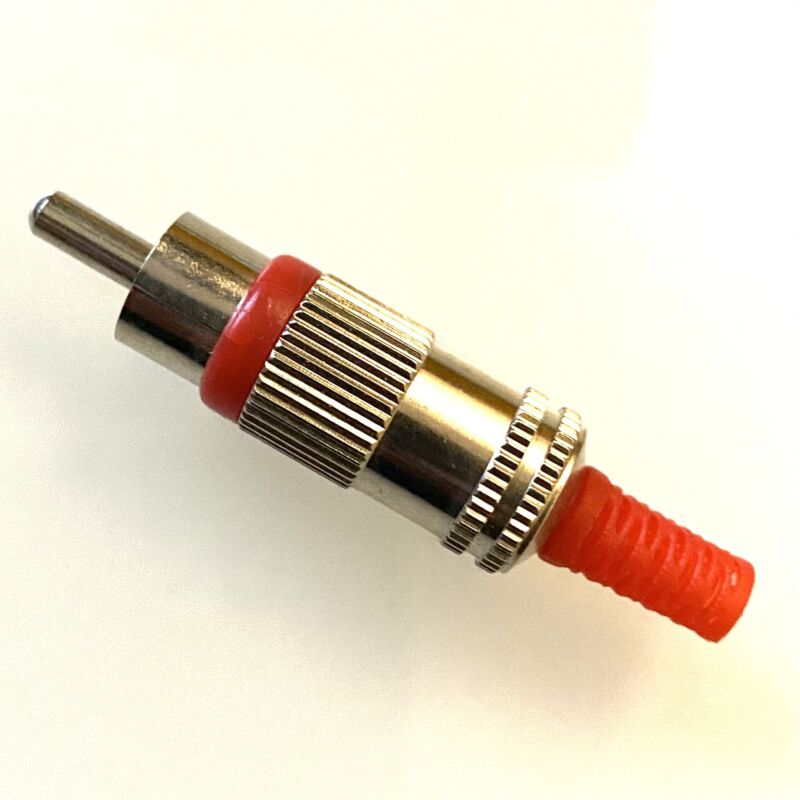 Rca plug male red metal housing