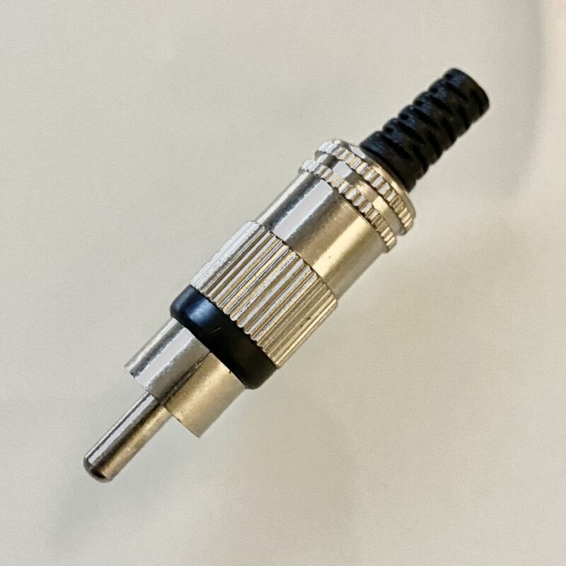 Rca plug male black metal housing
