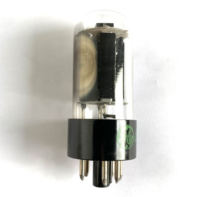 General Electric 6AU5GT beam pentode, Green label, black plates