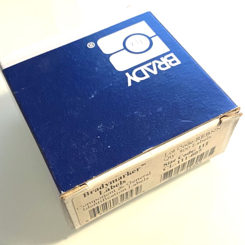 Brady CL-111-607 Tamperproof labels, 7mm H x 25.4mm W, Vinyl, White, (500 labels)