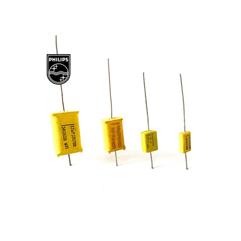 Philips 341 Series molded PETP capacitor (Mepolesco) (from 0.001uF to 6.8uF)