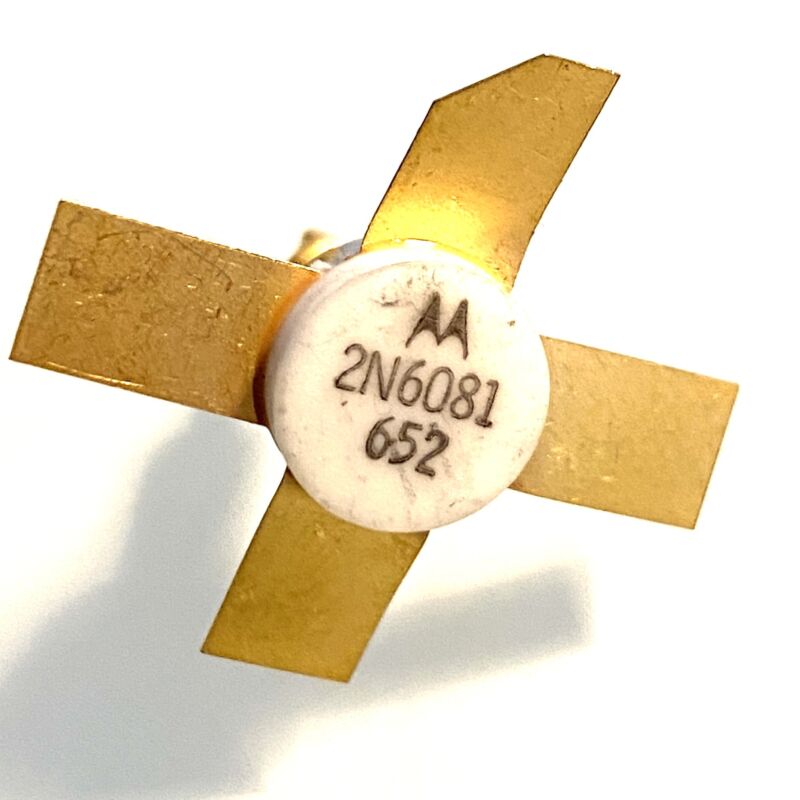Motorola 2N6081 RF Power Transistor, 0.1 to 0.2 GHz, 15 W, 6.3 dB, 12.5 V