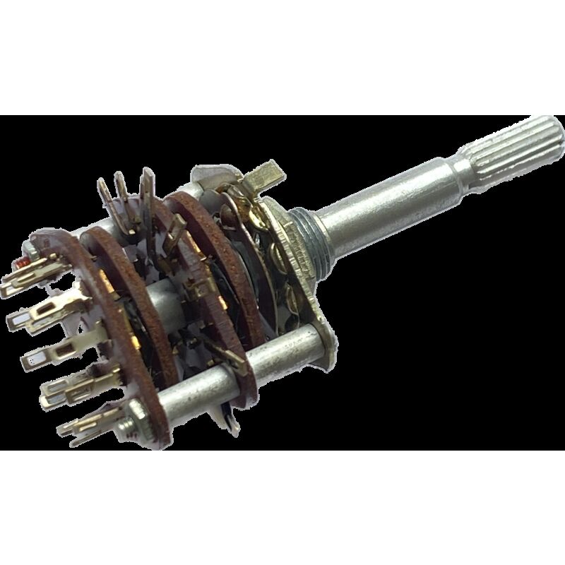 Rotary switch 5-position 2 decks,  2-pole change-over per deck, panel mount