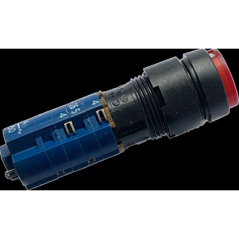 RAFI 1.15108 Pushbutton Switch 4PST-2NO/2NC Standard, Illuminated Panel Mount, Front red