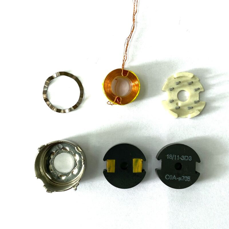 Philips / Ferroxcube 18/11-3D3 Ferrite Pot Core Coil Assembly with Bobbin and Mounting Hardware