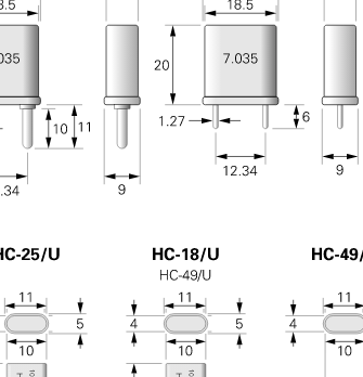 Crystal housing and pins